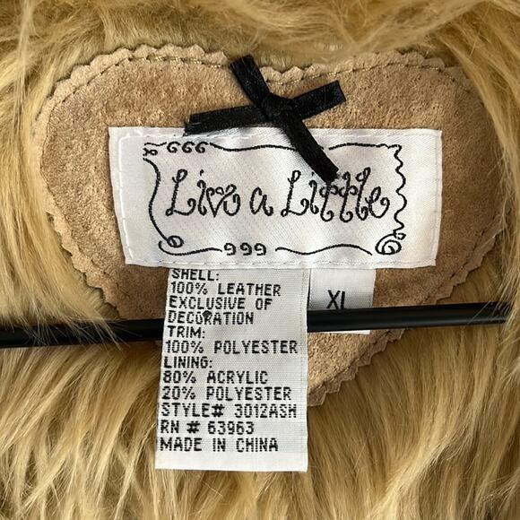 Vtg Penny Lane Leather Vest XL Studded Faux Fur Embellished Rhinestones Y2K 90s - Picture 3 of 6